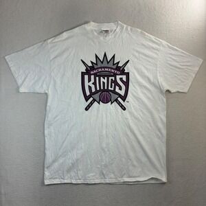 Vintage Sacramento Kings T Shirt Men 2XL White 90s Oneita Single Stitch USA NBA